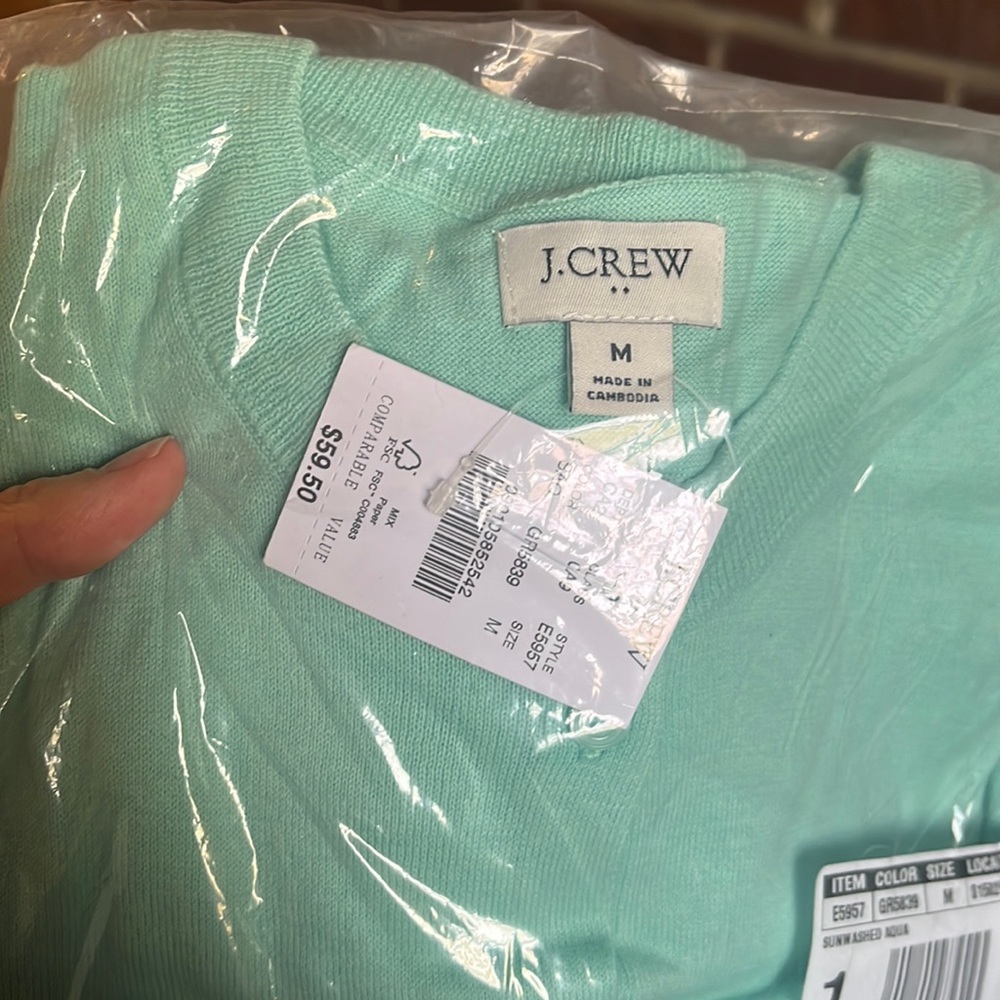 NWT J. Crew Sun-washed Aqua Cardigan